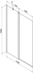 Mexen Flip Kádparaván 1 részes 120 x 150 cm, szron, fekete - 894-120-101-70-30 Kádparaván (5907709149052)