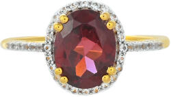  Arannyal bevont Ezüst Gyűrű - Rhodolit Gránát (2.45 ct) és Fehér Topáz