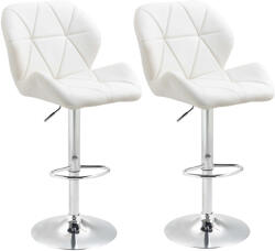 Homcom 2 db bárszék, forgatható, állítható magasságú, poliészter-acél, fehér