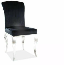 SIGNAL MEBLE Prince Velvet Krómi Bársony étkezőszék Fekete Elegáns (PRINCEVCHC)