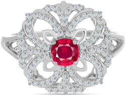  Ezüst Gyűrű Madagaszkári Rubinnal és Fehér Topázzal, Y62060/54