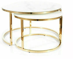 Signal Muse Luxus Márvány Hatású Dohányzóasztal Szett Arany Vázzal (MUSEMAZL)