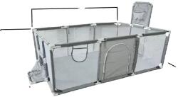 Imababy bébi járóka, többfunkciós biztonsági kerítés, 0-7 éves korig, világosszürke 2 net-L