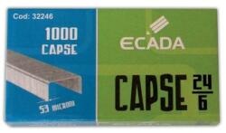  24/6-os tűzőkapcsok, 1000 darabos kiszerelés, horganyzott acél, 53 mikron, Ecada