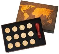  Viasz tömítéskészlet, retro térkép kialakítása, barkácsfüzetes szerszámok, 12db pecsétek 1. sz