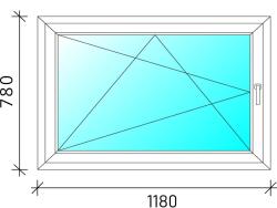  120x80 Bukó-nyíló műanyag ablak