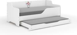  LILU pat pentru copii cu laterale laminate 160x80cm cu saltea și spațiu de depozitare lenjerie de pat extensibil, cu saltea de 140x70 cm - căprioară cu fluture