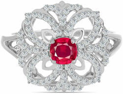  Ezüst Gyűrű Madagaszkári Rubinnal és Fehér Topázzal, Y62060/57