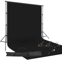  Fényképezési háttér állvány, állítható magasság, zöld képernyő hátterek támogatása, 2MX2M, fekete háttér állvány