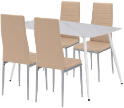 Leziter Renton Étkezőgarnitúra 4+1 - Bézs/Szürke, Szinterezett Kő Asztallap