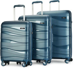 BONTOUR & quot; Flow& quot; 4-kerekes Bőrönd Szett, Jégkék (130640-IceBlue)