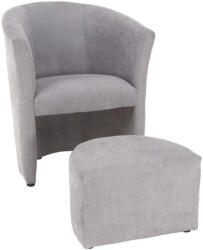 TEMPO KONDELA Klub fotel puffal, szürke, ROSE