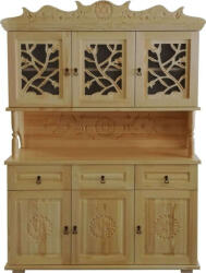 Komforttéka Janó - Fenyő Tálalószekrény - Faragott Díszítéssel