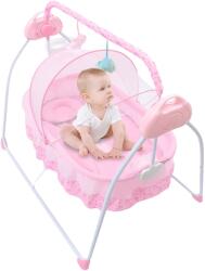  Bababölcső hinta, 5 fokozatban állítható, időzítési funkció, hordozható kivitel, rózsaszín