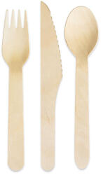  Evőeszköz , fából, 6/db (kanál, kés, villa)