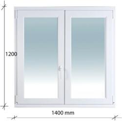 Decco 140x120 Bukó - Nyíló + Nyíló műanyag ablak Decco 71 profil 2 retegű üvegezés