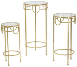  SARA 3 darabos arany és átlátszó vas konzolasztal (MF-1420460000)