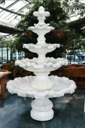 JURAND Kis, négyszintes Artézi Szökőkút Liliommal, kertbe / kültéri / teraszra / étterembe, Prémium Szökőkút Rendelésre, Műkőből, Gyártási idő 60 nap, fehér, 130 x 50 x 200 (M), tartozékokkal, fagy- / UV-áll