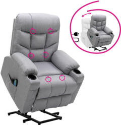  Állítható masszázs fotel, világosszürke, HUDSON