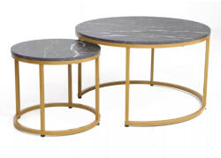 Signal Dion Luxus Márvány Hatású Kerek Dohányzóasztal Szett Arany Vázzal (DIONCMAZL)