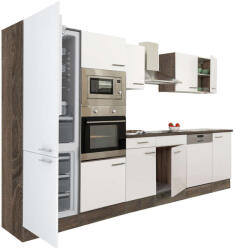 Leziter Yorki 340 konyhablokk yorki tölgy korpusz, selyemfényű fehér fronttal alulfagyasztós hűtős szekrénnyel (L340YFH-AF)