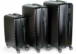 Bewello utazó bőrönd 3 részes merevfalú bőrönd szett - fekete - 2x nagy, 1x kicsi (76+72+55cm) ABS++ bw3041 (bw3041)