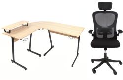  Sarokasztalkészlet Hast - tölgy/fekete + szék APA PRO Fekete