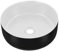 Eros SIMPLE 8 - PULTRA ültethető - Top Counter - porcelán mosdó- MATT FEKETE/FEHÉR - 36 x 36 x 13 cm