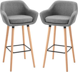 Homcom 2 db kárpitozott bárszék, párna, lábtartó, 55x48x100cm, szürke