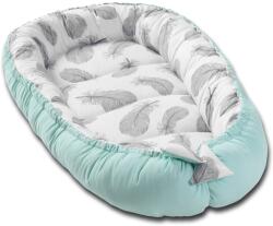 Kidizi Cosulet bebelus pentru dormit Kidizi Baby Nest Cocoon 90x50 cm Mint Feathers (5949221100357)