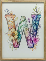  VÁSZON FESTMÉNY W BETŰ VIRÁGAL KERET NÉLKÜL PREMIUM VÁSZON 50x70 CM