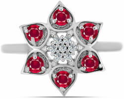  Ezüst Gyűrű Madagaszkári Rubinnal és Fehér Topázzal, Y62058/57
