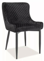 SIGNAL MEBLE Colin B Luxus Bársony Étkezőszék Fekete Steppelt (COLINBVCC)