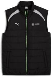 PUMA Mercedes AMG Petronas férfi cipzáros párnázott mellény, fekete-ezüst-fehér-zöld, S24