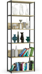AKORD Loft Fém Polcrendszer - 6 Polcos - 70x192x32 cm (REGMETCZARARTCL700)