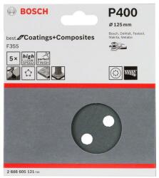 Bosch F355 csiszolópapír, 5 125 mm-es csomag, 400 2608605121 (2608605121)