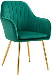 TEMPO KONDELA Dizájn fotel, smaragd Velvet szövet/gold króm-arany, ADLAM NEW - pepita