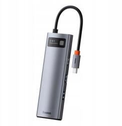 Baseus Hub 8in1 Adapter Usb-c Hdmi elosztó 4K 3x USB3.0 Usb-c RJ45 (CAHUB-CV0G)