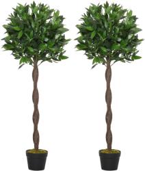  2 műfából álló szett, Laurel, beltéri / kültéri, magasság 120cm, zöld