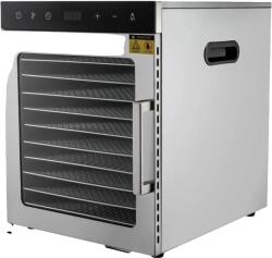  Élelmiszer-szárító, 10 tálcás kapacitás, állítható hőmérséklet, ezüst