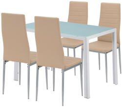 Leziter Midland Modern Étkező Garnitúra - 4 Szék, Üveg Asztal, Bézs-Szürke