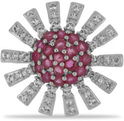  Ezüst Gyűrű Madagaszkári Rubinnal és Fehér Topázzal, Y56940/54