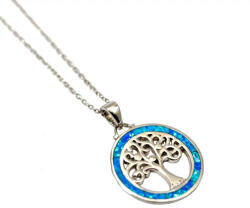  Ezüst női nyaklánc életfa opál keretben