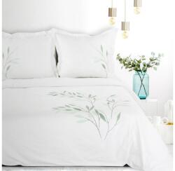  Reina23 fodrokkal díszített pamut-szatén ágyneműhuzat Fehér hímzett levél mintás 220x200 cm - 70x80 cm 2db