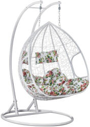TEMPO KONDELA Dupla függőfotel, fehér/virágos minta, DELIA