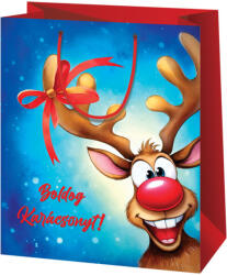 Cardex Cardex: Piros orrú rénszarvas nagy méretű ajándéktáska 26x13x33cm (50313CA) - jatekshop