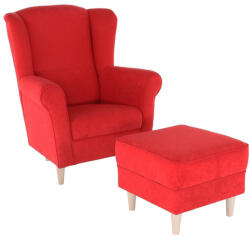 TEMPO KONDELA Fotel + puff, piros, ASTRID