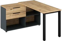 TEMPO KONDELA Sarok PC-asztal, grafit/artisan tölgy, KLAUDIUS TYP 8 - pepita