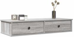  Szürke sonoma szerelt fa falipolc fiókokkal 100 x 37, 5 x 19 cm