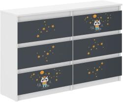  Ifjúsági 6 fiókos Komód 120cm - Borz - fehér-sötétkék